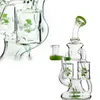 Propeller-Wasserpfeife, Doppel-Recycler, Glas-Bong, Dab-Rigs, Windmühle, Perc, Multi-Perkolator, berauschende Glas-Wasserpfeifen, grün-lila Öl-Rig XL167