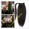 Kinky Yaki Straight Ponytail Remy Extension de cheveux humains Wrap Around Grossier Curly Top Closure Clip Ins 100g / Pièce Noir Naturel pour