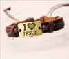 Korsarmband Partihandel Nya Smycken Jag älskar Jesus Fashion Leather Charm Bracelet Lover Gift Christian Mens / Women Bracelets 8 stilar