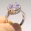 Crown Wedding Pierścień luksusowa biżuteria 925 Sterling Srebrny Unikalny okrągły krój biały topaz cz diamentowy pierścionek zaręczynowy dla kobiet1794794