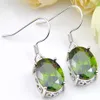 Luckyshine Ellipse Green Peridot Silver 925 Necklaces White Gold Pendant Earrings Jewelry Sets For Women Free shippings