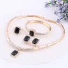 Jewelry Sets For Women Crystal Nigerian African Beads Necklace Earrings Bracelet Ring Fashion Geometric Jewellery Set