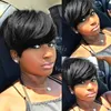 Short Pixie Peruvian Top quality human hair wigs glueless full Machine made lace front cut wig for black women can be washed and curled