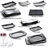 Melamine Dinnerware Dinner Plate Frost Black Rectangle Lrregular Plate Fashion Restaurant Sushi Plates A5 Melamine Tableware