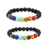 Hot Volcano Rock Beaded Bracelets Fashion Natural Stone Charm Jewelry Punk 7 Color Stone Cuffs Bangles Turquoise Bracelet Silver/Gold