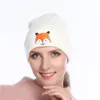 귀여운 모자 가을 겨울 따뜻한 코튼 소프트 따뜻한 크로 셰 뜨개질 니트 모자 폭스 비니 모자 여성용 모자 Gorro Feminino Cartoon