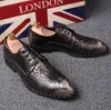 Men Dress shoes New Bronze color Crocodile grain Restoring Genuine Leather Loafers Pointed Toe Formal Mens Business Flats Doug Shoes 37-44