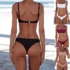 Sommer Frauen Solide Bikini Set Push-up Ungepolsterter Bh Badeanzug Bademode Dreieck Badende Anzug Schwimmen biquini