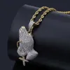 Prayer Hand with Cross Pendant Necklace Iced Out Full Zircon Necklace Hip Hop Gold Chain for Men Christian Jewelry2677