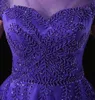 Eleganti ragazze viola vestono o collo maniche corte con perline una linea tulle lunghi abiti da sera formali per le donne abiti da ballo HY4269