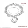 Partihandel Blandad Order 925 Sterling Silver Plated Heart Pendant Charm Armband Bangles Fashion Party Smycken Alla hjärtans daggåva till kvinnor