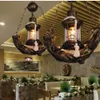 Vintage Bronze Resin Kerosene Glass Corridor Pendant Lamp Stair Case Hanging Light American Coffee House Bar Counter chandeliers