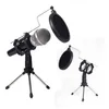 Universal Foldable Adjustable Microphone Stand Desktop Tripod For Computer Video Recording with Mic Windscreen Pop Filter Cover