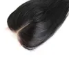Brasileño Cabello liso Tejes 3 Bundles con cierre Middle 3 Parte Extensiones de cabello humano de doble trama Dyable 100G/Bundle2441