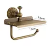 European Antique Paper Holder Bathroom Toilet Tissue Holder with Mobile Shelf Brass Copper Roller Paper Holder