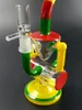 Bright Color Double Recycler Glass Water Pipe Hookahs bong 8.5" size with 14.4mm joint heady oil rigs dab Bowl dome