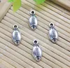 100st Mini Rugby Football Alloy Charms Hängsmycke Retro Smycken Göra DIY Keychain Ancient Silver Pendant för armband Örhängen 15 * 7mm