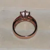 Choucong mulheres rose gold 925 anel de prata esterlina rodada corte 4ct anel de noivado de diamante de casamento banda para as mulheres