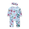 Nouveau-né bébé fille vêtements 2018 tout nouveau bébé vêtements printemps automne à manches longues Floral combinaison barboteuse bandeau 2 pièces bébé vêtements