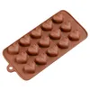 1 pc 15 furos forma de coração moldes de chocolate diy decoração do bolo de silicone geléia de gelo amor presente moldes de chocolate ferramentas de cozimento