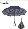 Yeello Green Ploid che rotola su ombrello inverso a doppio strato invertito protezione da pioggia inverti