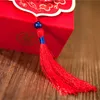 Presentes de casamento Caixa de doces vermelha tradicional chinesa com borla folha de ouro Caixa de favores do casamento da borboleta 3D