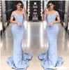 Ucuz 2018 Deniz Kızı Balo Elbiseleri Dantel Aplikler Omuz Kapalı Resmi Uzun Akşam Elbise Bridemaids Elbise Cheap1051055