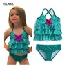 Duas peças da menina sereia camadas maiôs halter swimwear do bebê meninas biquíni swimsuit swimwear banho de natação traje de natação