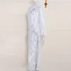 Kobiety Boho Slit Side Lace White Backless Maxi Dress New Wiosna Lato Lapel Z Długim Rękawem Plaża Długie Suknie Bluzki Koszula Sexy Sukienka na plaży