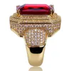 Мужские ювелирные украшения высококачественные рубиновые драгоценные камни Циркон Мода Золотые панк -кольца299A