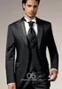 À la mode One Button Black Groom Tuxedos Groomsmen Peak Lapel Best Man Blazer Costumes de mariage pour hommes (veste + pantalon + gilet + cravate) H: 795