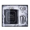 Groomsman regalo personalizado grabado 6oz Hip Frasco de acero inoxidable con caja negra blanca Regalo de regalo Favores de boda