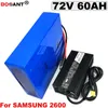 Pour puissant 5000W 7000W moteur batterie de vélo électrique 72V 60AH batterie au Lithium pour Samsung 18650 cellule + 5A chargeur livraison gratuite