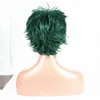 Parrucca riccia Parrucca di capelli sintetici a onde corte da 6 pollici verde con riflessi Parrucche piene