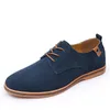 Lågt pris Män Casual Shoes Suede Leathern Andningsbara lägenheter Lace Up Oxfords Skor Ny Social Chaussure Homme Stor storlek 39-46