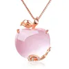 Collier ras du cou avec pendentif en forme de pomme, Quartz Rose, cristal CZ, opale Rose, cadeau mignon pour femmes et filles