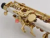 Professionell Yanagisawa SW037 B (B) Sopran Saxofon Brass Silver Plated Gold Key Musicais Instrumentos Sax munstycke