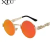 Xiu yuvarlak güneş gözlükleri erkekler kadın metal punk vintage güneş gözlüğü moda gözlükleri ayna lens en kaliteli oculos uv400