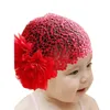 Wholesale- Modern For 6 months -2 years Baby Infant Girl Lace Flower Headband Elastic Hairband cap hat Hair Band clothes Red,Pink Oct05