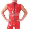 Sleeveless Male Rubber Latex Bodysuit Handmade Latex Garment with Front Zip and Crotch Cover BNLCM010 sexy