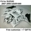 Kit de carenado de 7 regalos para Suzuki GSXR1000 07 08 juego de carenados blanco negro GSXR1000 2007 2008 XS23