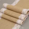 Naturel Jute Chemin De Table Mode Vintage Multi Couleurs Dentelle Nappe Ornement Pour La Fête De Mariage Jour De Noël Décor 11tn ff