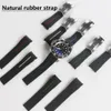 Waterdicht rubber voor zee diepe horlogeband roestvrijstalen vouw implementatie Buckle horlogebandband armband horloge 21 mm zwart blauw RE268F