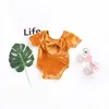 2018 Estate Baby Girl Pagliaccetti Manica corta Backless Bowknot Pleuche Pagliaccetto Tuta Infantile Baby Corduroy Pagliaccetti Vestiti appena nati 5 colori