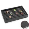 TONVIC 2 Wholesale 22.5*14.5cm Ring Jewelry Display Tray 7 Rows Earring Pendant Storage Display Velvet/Leather Tray