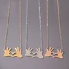 Everfast 10 Stk/partij Goed Ontworpen Origami Palm Hart Hangers Ketting Liefde Hart Rvs Charms Chokers Kettingen Vrouwen Meisjes Kids Loved Gift SN084