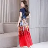 2018 الصيف الحرير المرأة أكمام مثير تشيباو اللباس النمط الصيني اليوسفي طوق شيونغسام زهرة قصيرة الرسمي