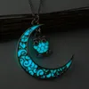 Multicolor Luminous Owl necklace Pendant Moon Glowing in the dark Animal Charm Necklaces fashion jewlery for Women Kid gift will and sandy