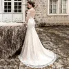 Design Långärmade bröllopsklänningar 2022 Sweetheart Court Tåg Lace Appliques Tulle Mermaid Bridal Gowns Vestidos de Noiva BA6618