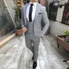 New Arrival One Button Light Grey Wedding Groom Tuxedos Notch Lapel Groomsmen Mens Business Party Suits (Jacket+Pants+Vest+Tie) NO:1431